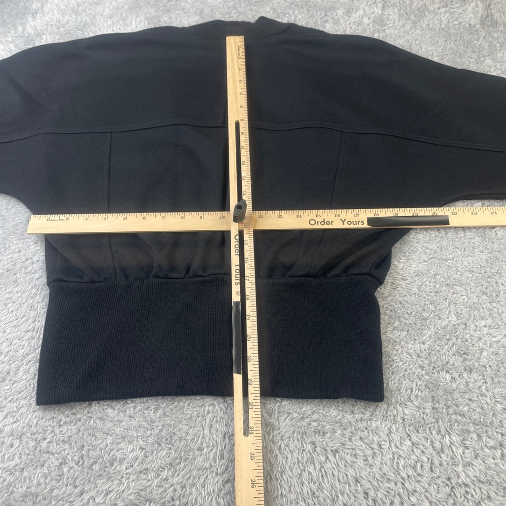 Vintage Cardigan Sweater Womens M 80's Black Dolman Sleeve Cinched Waist Ribbed - Picture 6 of 8